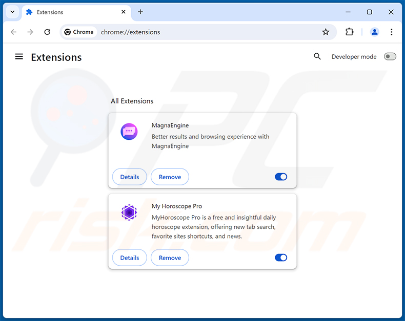 Verwijderen van aan astridresearch.com gerelateerde Google Chrome-extensies