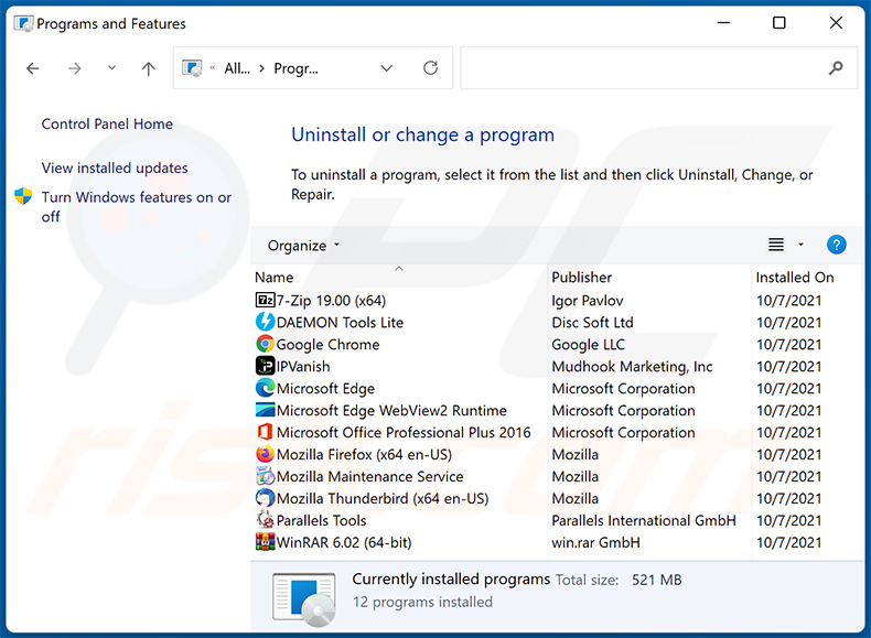 astridresearch.com browserkaper verwijderen via Configuratiescherm