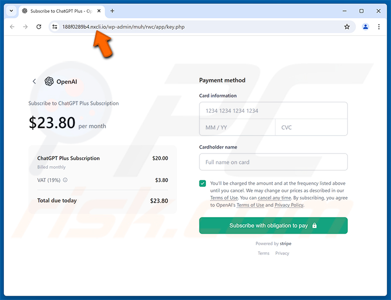 ChatGPT Payment Reminder Email Scam phishingpagina