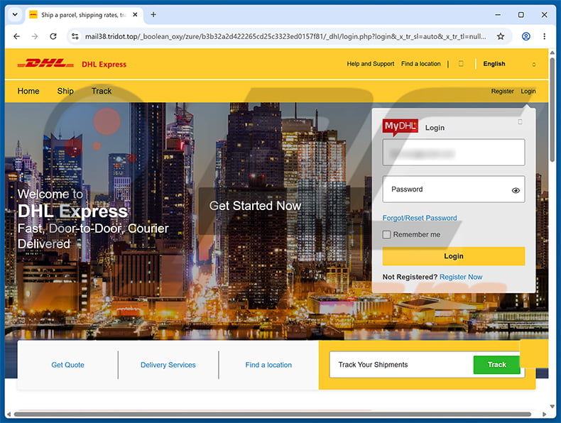 DHL Express - Parcel Sent To Your Home Address e-mailfraude phishingpagina