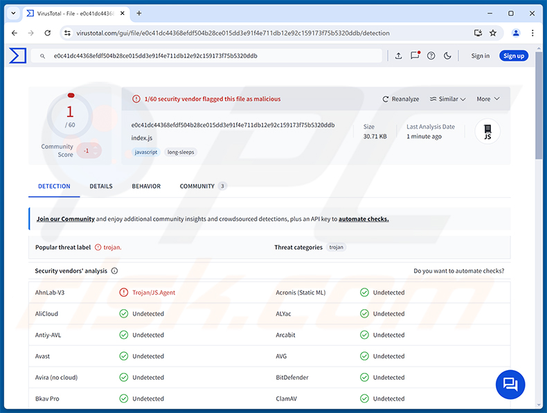 E4del RAT-detecties op VirusTotal