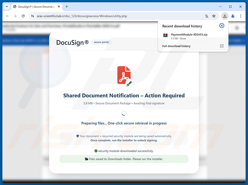 Kwaadaardige website gepromoot via de Intuit QuickBooks - Vendor Payment Notice Email Virus spamcampagne