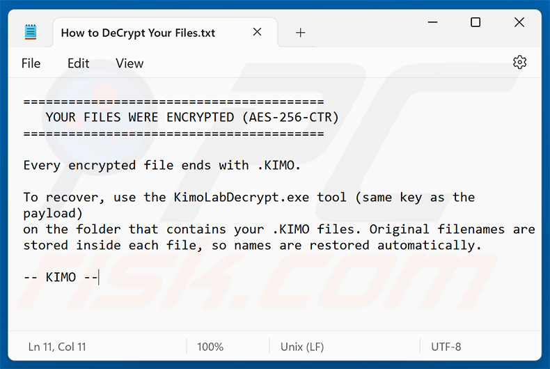KIMO ransomware losgeldbrief (How to DeCrypt Your Files.txt)