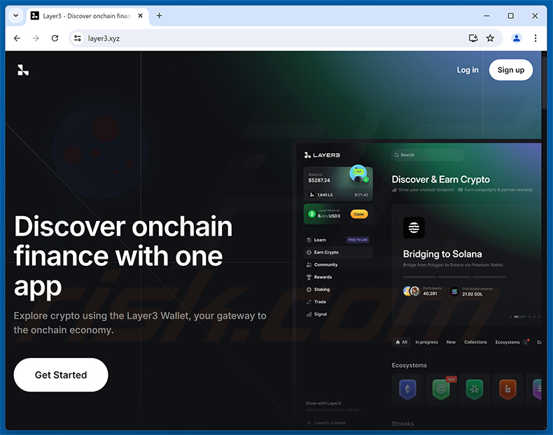 Echte Layer3-website (layer3.xyz)