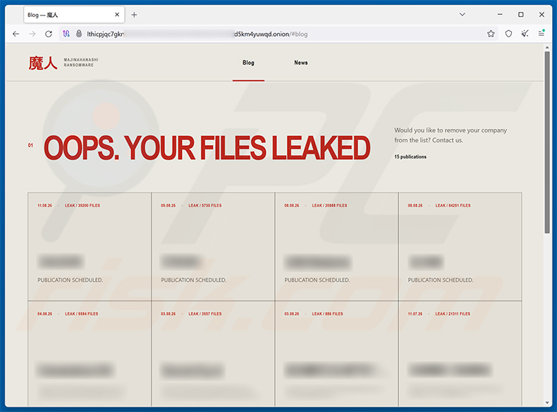 MAJINAHANASHI-ransomware datalek-website