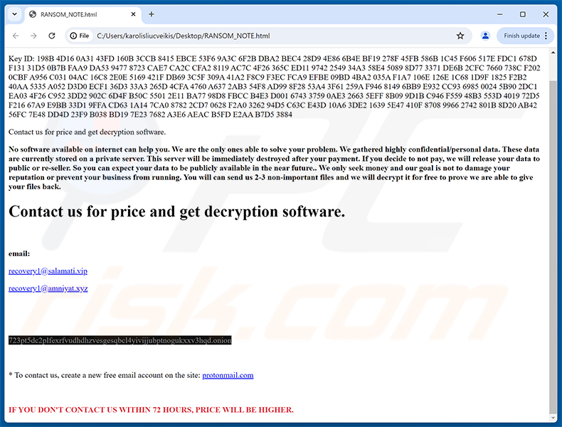 Montage ransomware losgeldbrief (RANSOM_NOTE.html)