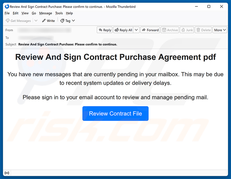 Review And Sign Contract Purchase Agreement e-mailfraude spamcampagne
