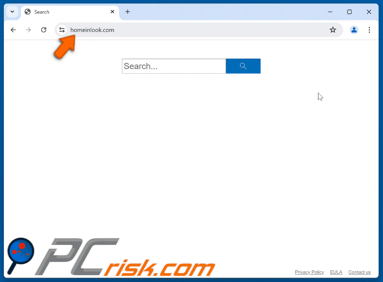 homeinlook.com browserkaper die omleidt naar Bing (GIF)