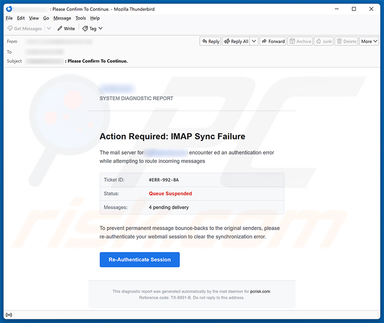 IMAP Sync Failure e-mailfraude