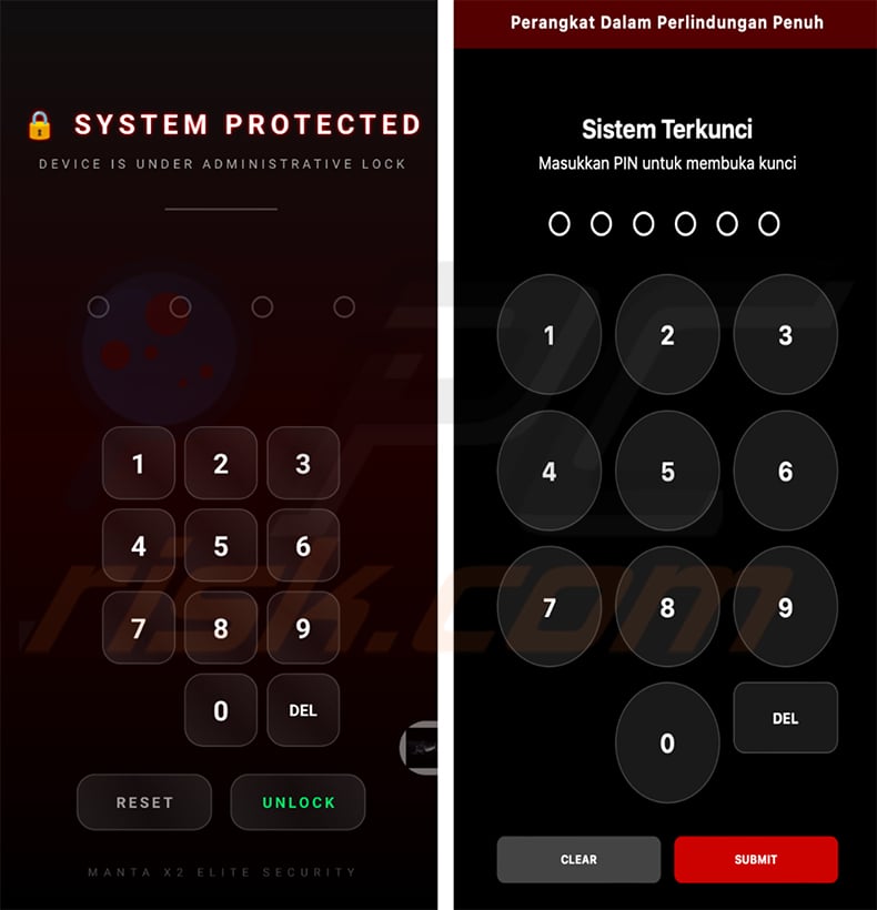 Mantax Otax malware fake lock screens