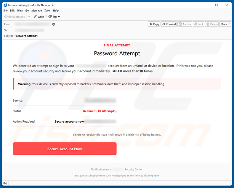 Secure Your Account e-mailfraude spamcampagne
