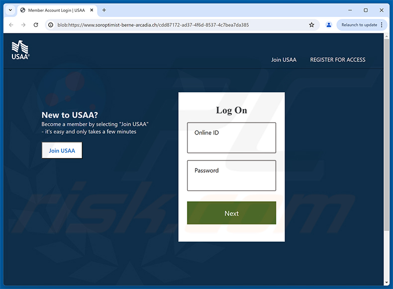 USAA - New Message Notification phishing-pagina