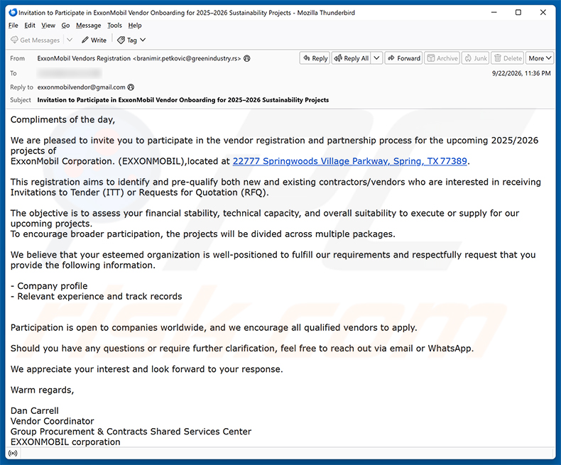 Vendor Registration And Partnership Process e-mail spamcampagne