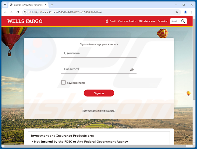 Wells Fargo - Pending Account Suspension phishingpagina