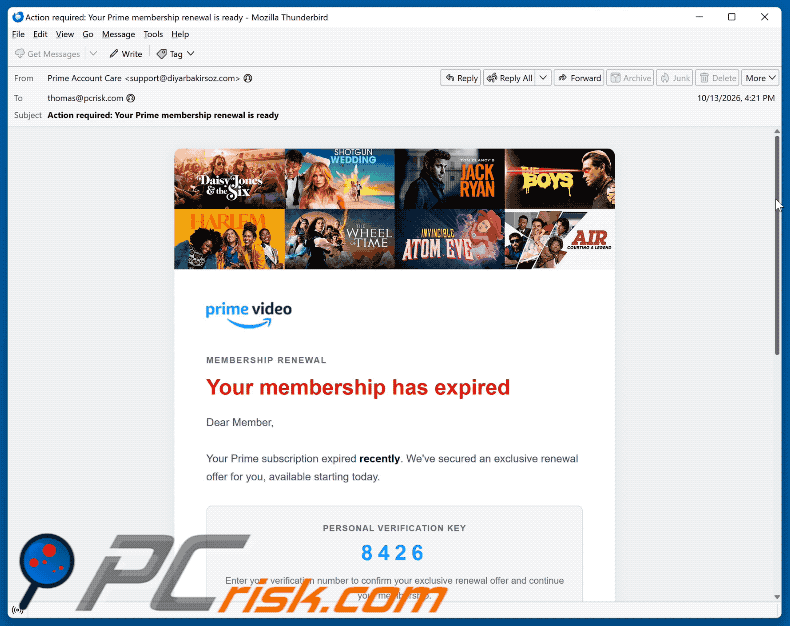 Amazon Prime Subscription Expired e-mailfraude