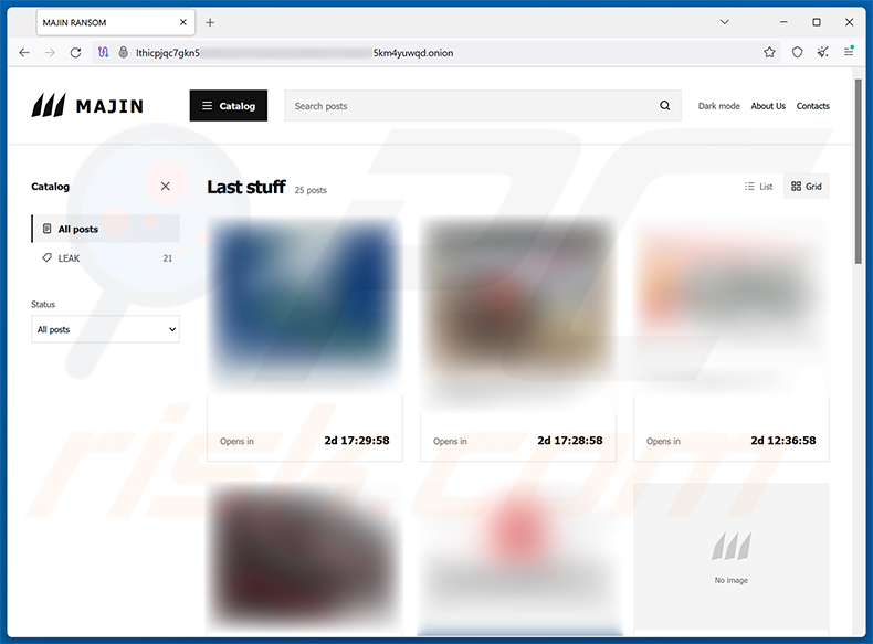 Tor-website voor datalekken van MAJIN ransomware