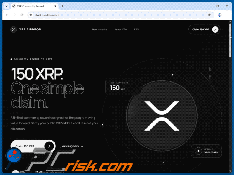Uiterlijk van XRP Ledger Airdrop fraude (GIF)