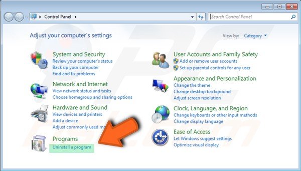 Windows 7 configuratiescherm - een programma verwijderen