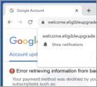 Error Retrieving Information From Bank POP-UP Scam