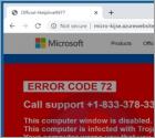 Oplichting via pop-up 'ERROR CODE 72'