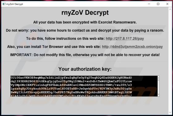 De Exorcist ransomware