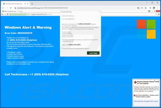 Oplichting via pop-up met valse Windows-meldingen en waarschuwingen