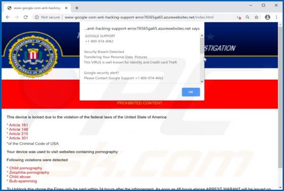 Oplichting via pop-ups: "FBI CRIMINAL INVESTIGATION"