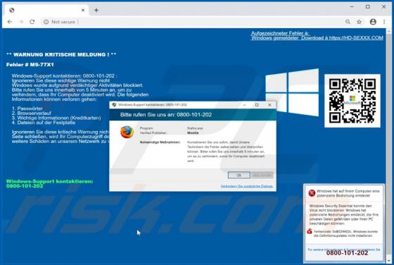 Oplichting met de foutmelding "Error MS-77X1" in een pop-up