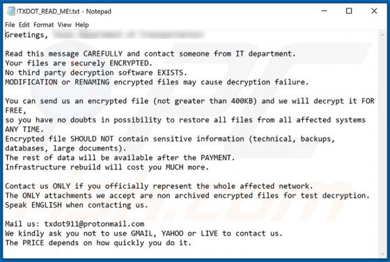 De Txdot ransomware
