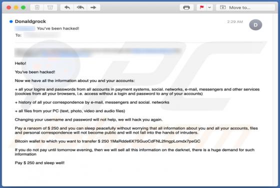 Oplichting via e-mail "You've Been Hacked!"