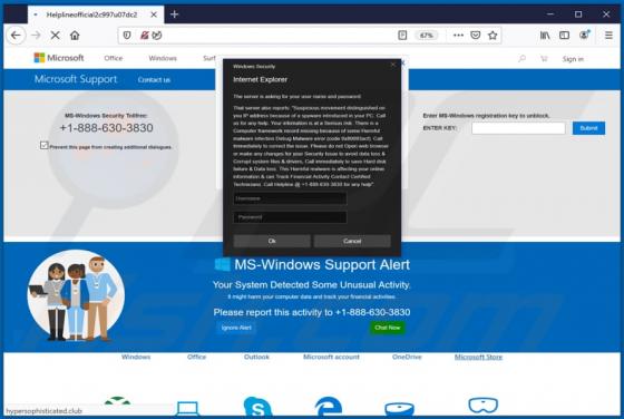 Oplichting via pop-up "MS-Windows Support Alert"