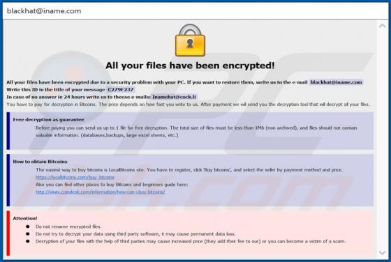 De bH4T ransomware