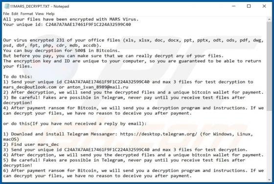 De MARS ransomware