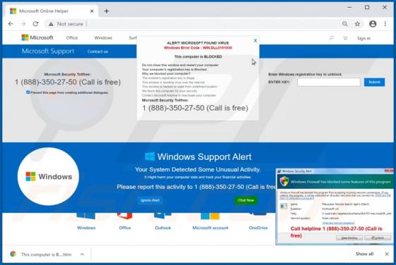 Oplichting via een pop-up "Windows Error Code: WIN.DLL0151930"