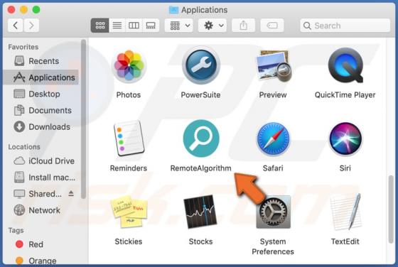 De RemoteAlgorithm adware (Mac)