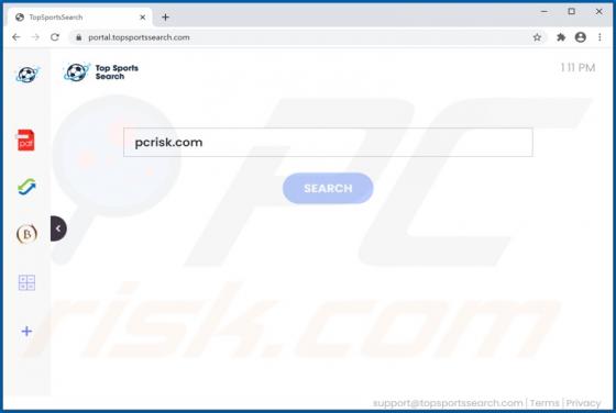 De TopSportsSearch browserkaper