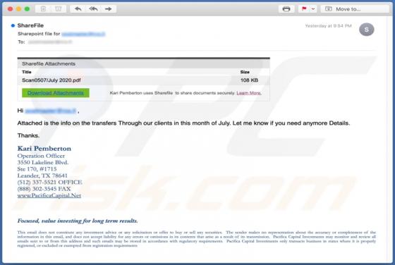 Oplichting via een SharePoint e-mail