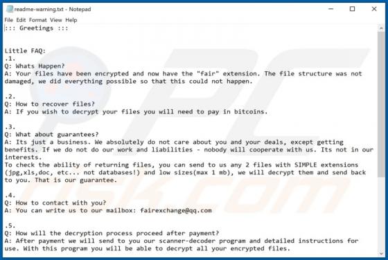 De Fair ransomware