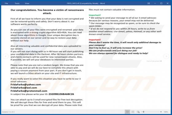De FRFO ransomware