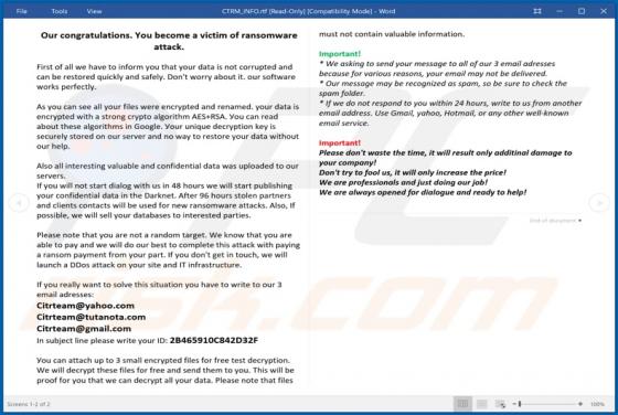 De CTRM ransomware