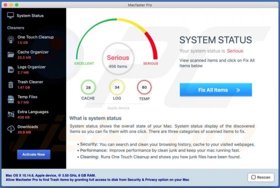 De ongewenste app Macfaster Pro (Mac)