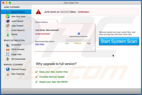 De ongewenste app Disk Clean Pro (Mac)