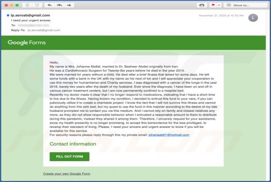 Oplichting met een Google Forms e-mail