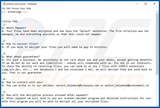 De Moloch ransomware