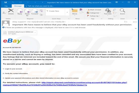 Oplichting met een eBay e-mail