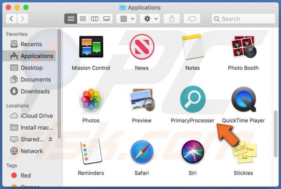 De PrimaryProcesser adware (Mac)