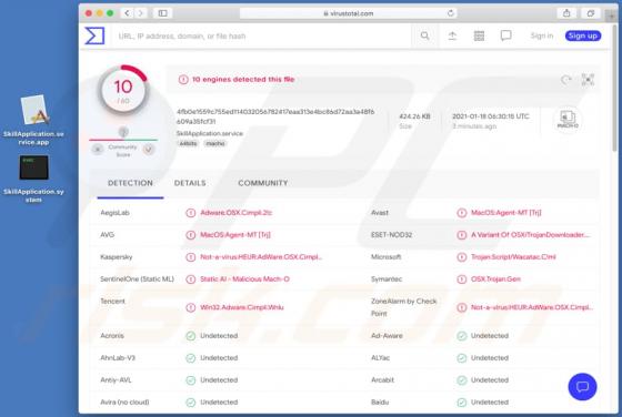 De SkillApplication adware (Mac)