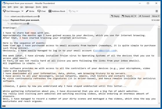 Oplichting via e-mail "I Have To Share Bad News With You"
