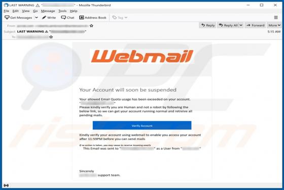 Oplichting met Webmail e-mail