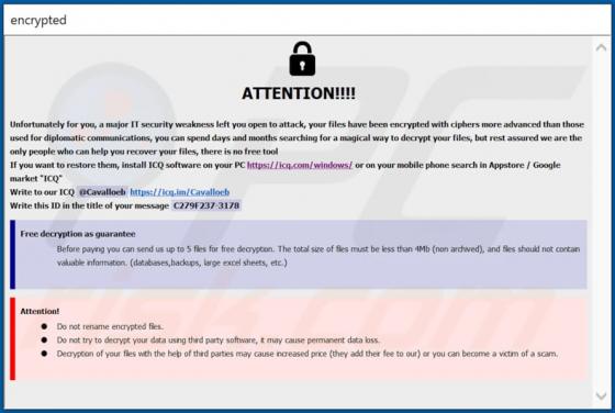 De CAVALLOZIPULYA ransomware